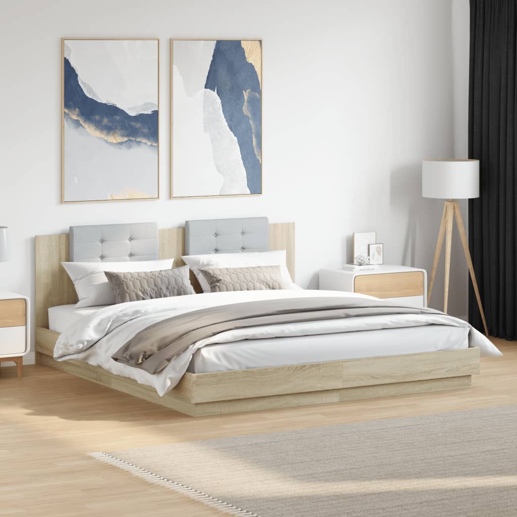 Okvir kreveta s uzglavljem LED boja hrasta sonome 160 x 200 cm