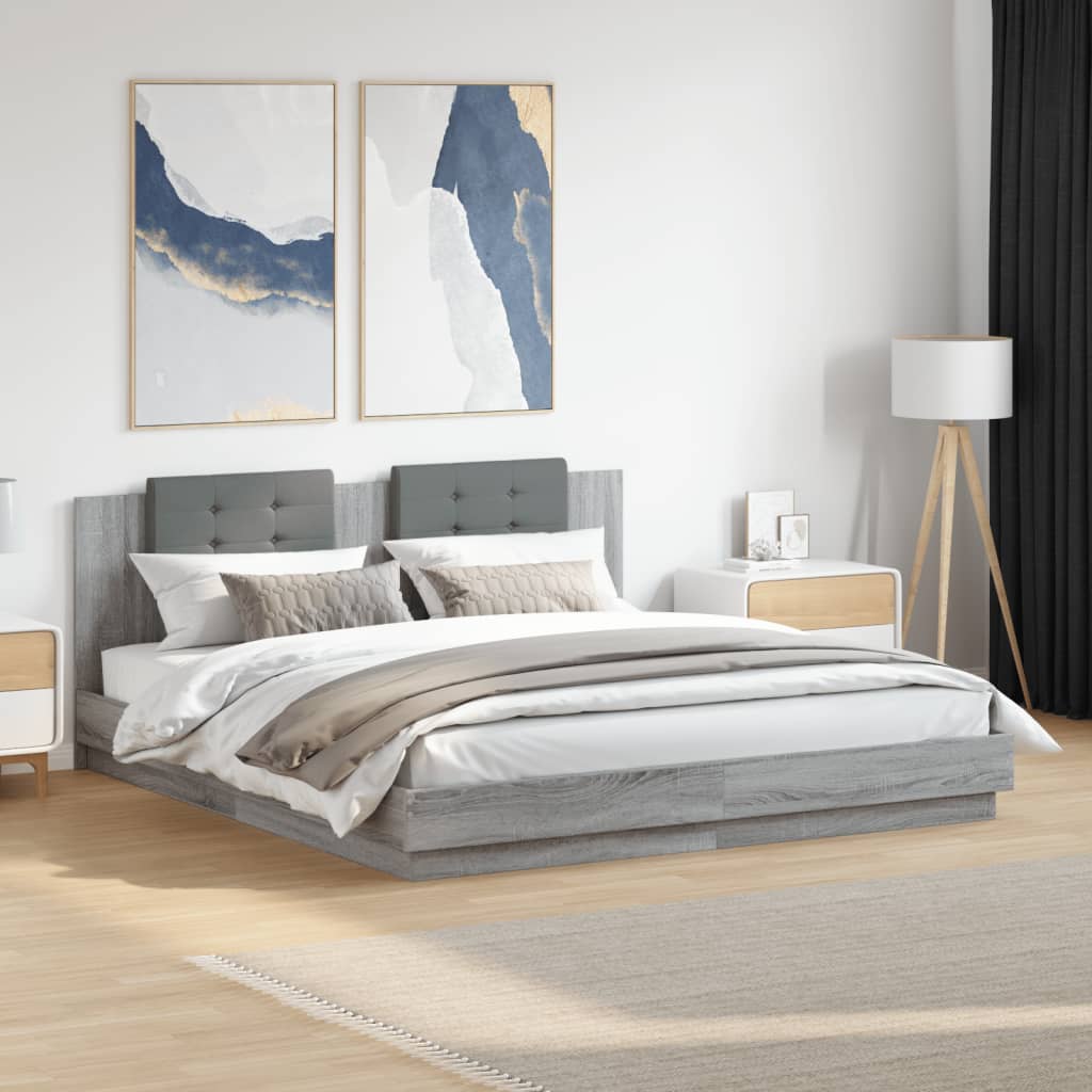 Okvir kreveta s uzglavljem LED boja hrasta sonome 160 x 200 cm