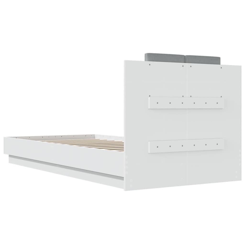Okvir za krevet s uzglavljem i LED svjetlima bijeli 90x200 cm