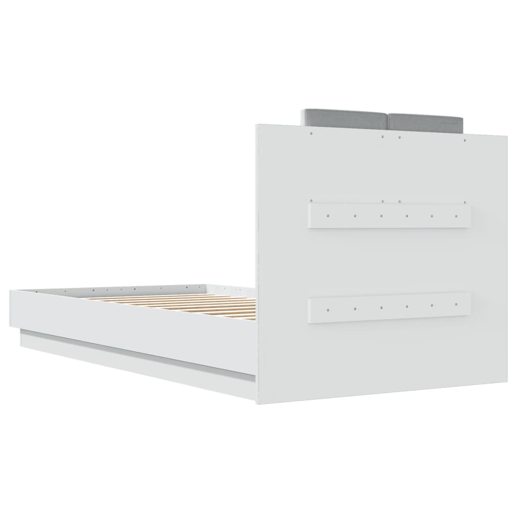 Okvir za krevet s uzglavljem i LED svjetlima bijeli 90x190 cm