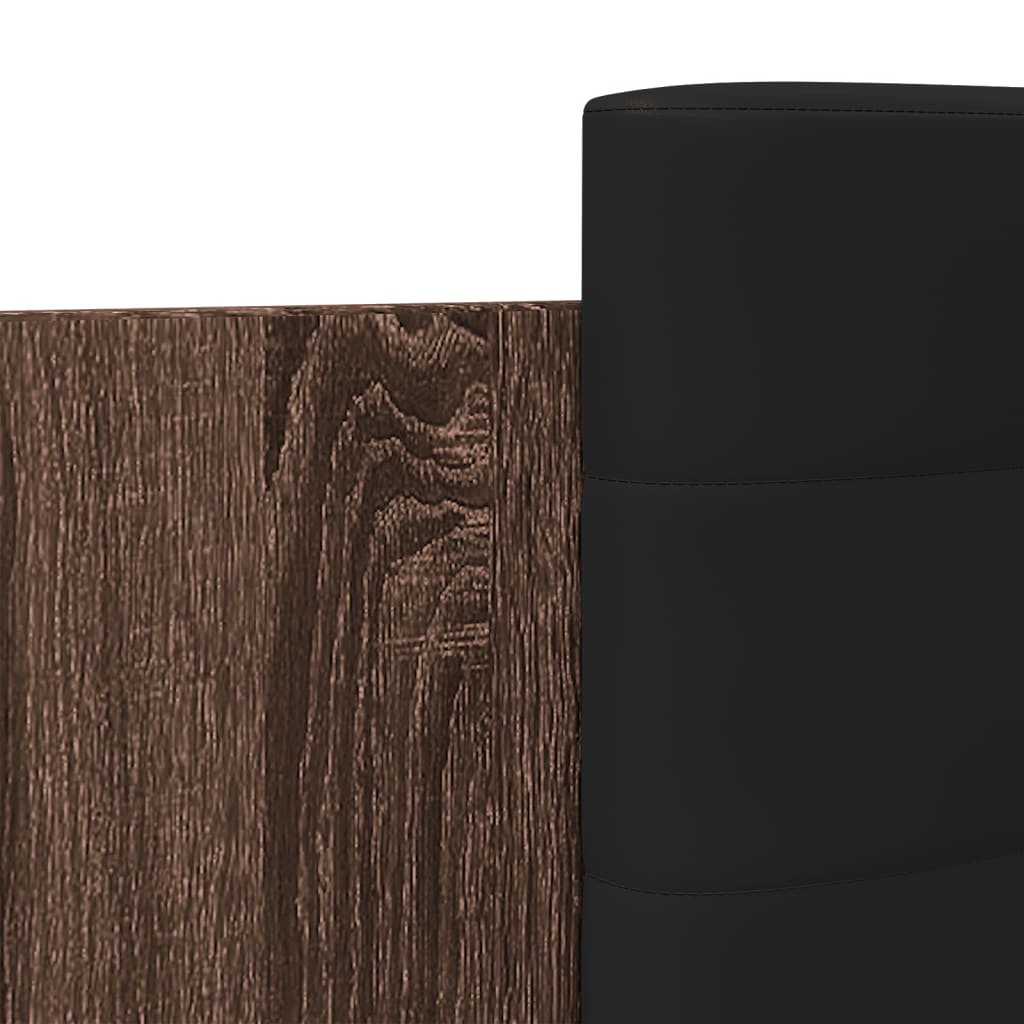 Okvir za krevet s uzglavljem i LED svjetlima boja smeđeg hrasta