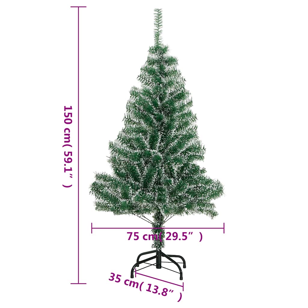 Umjetno božićno drvce 150 LED s kuglicama i snijegom 150 cm