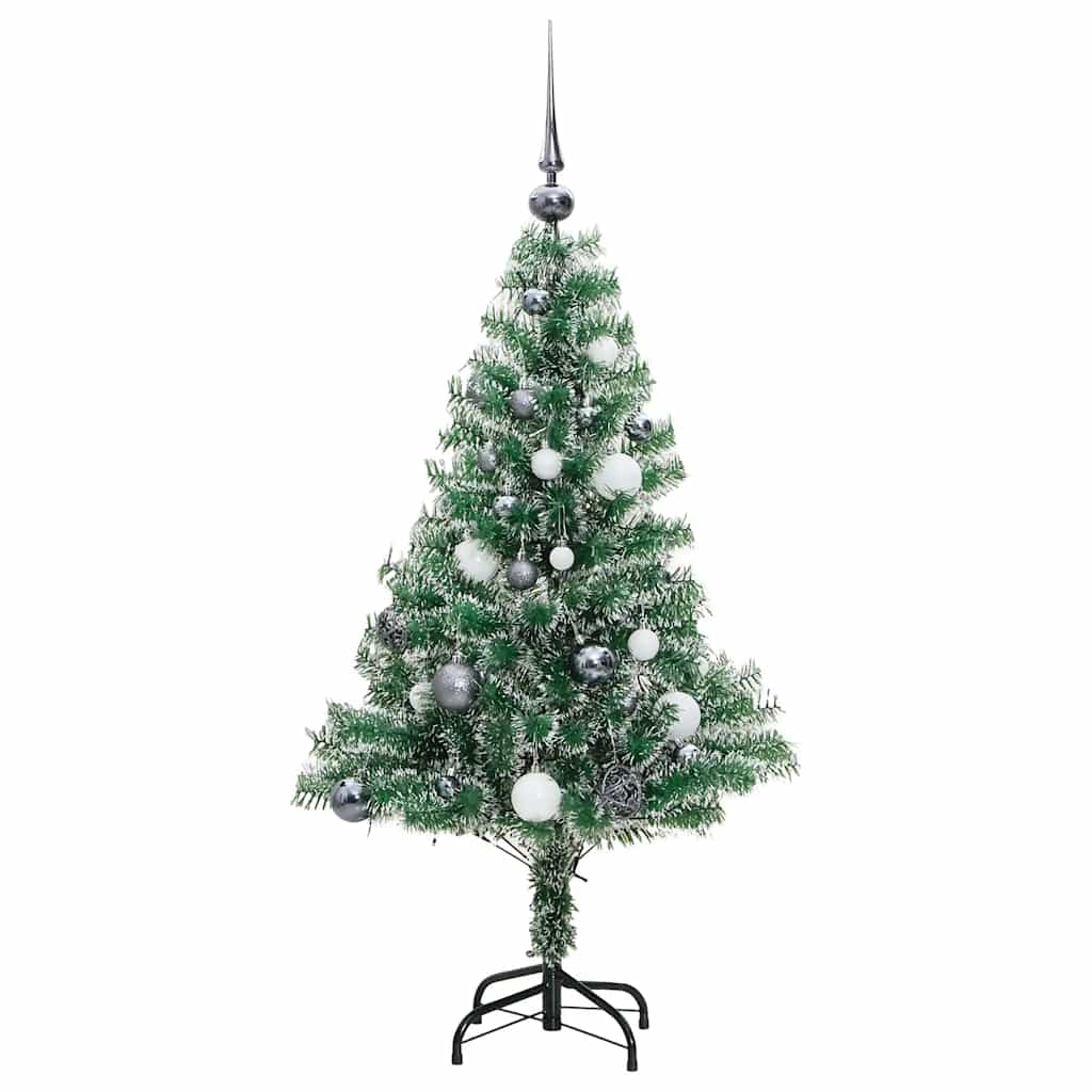 Umjetno božićno drvce 150 LED s kuglicama i snijegom 150 cm