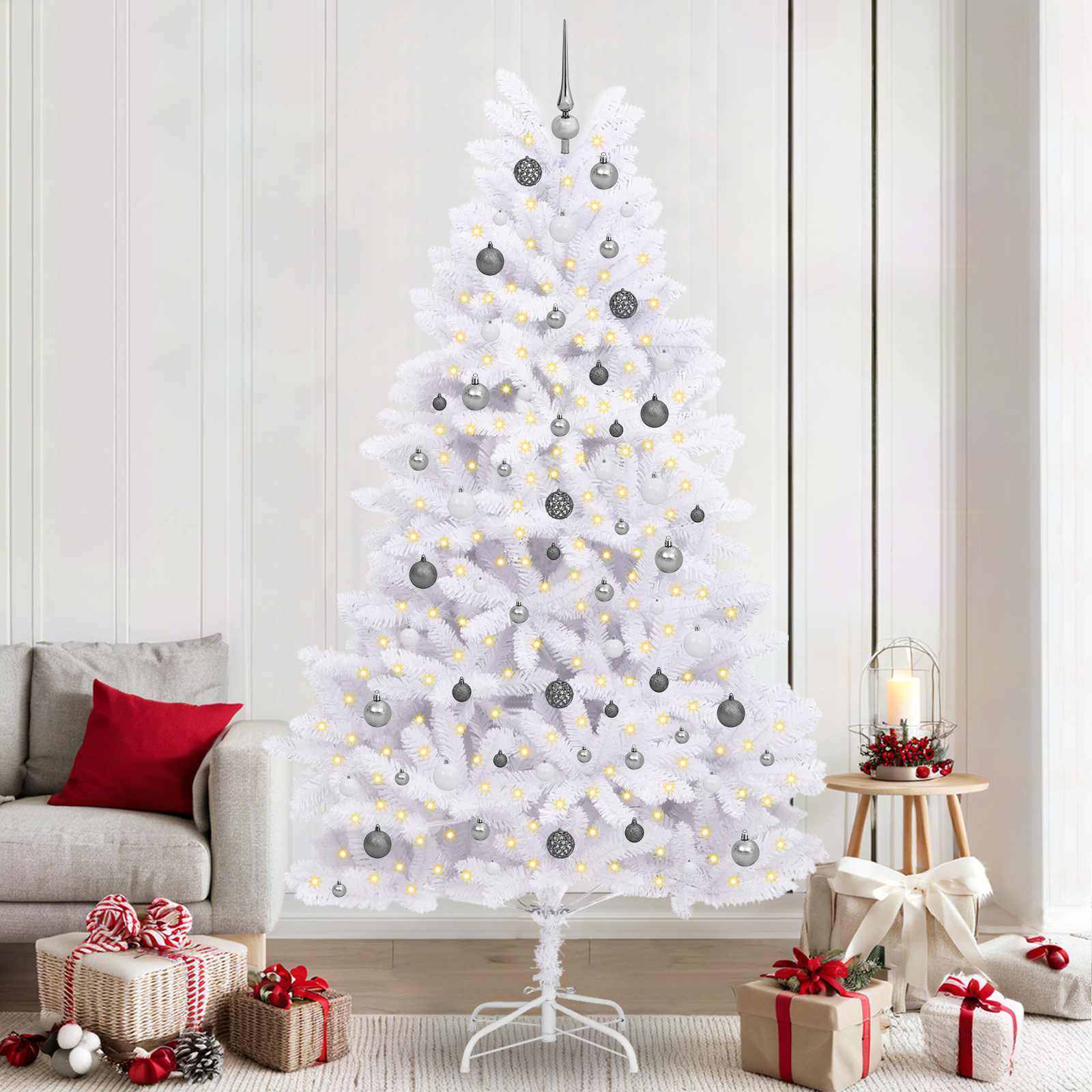 Umjetno božićno drvce Bijelo 120 x 120 x 240 cm PVC i metal