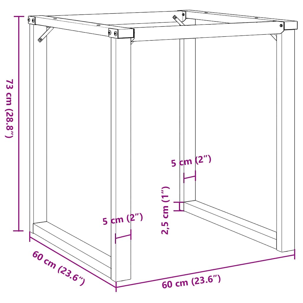 Noge za blagovaonski stol O-oblika 60x60x73 cm čelik