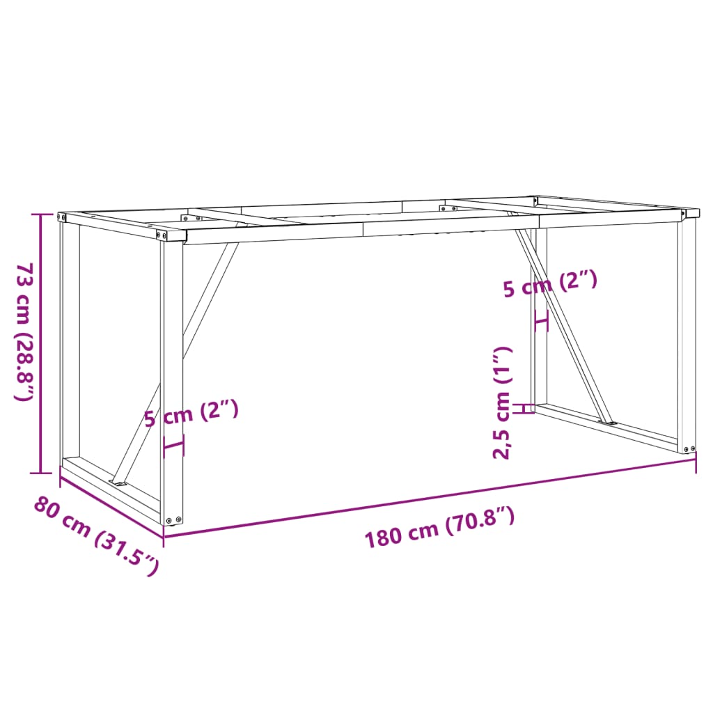 Noge za blagovaonski stol O-oblika 180x80x73cm čelik