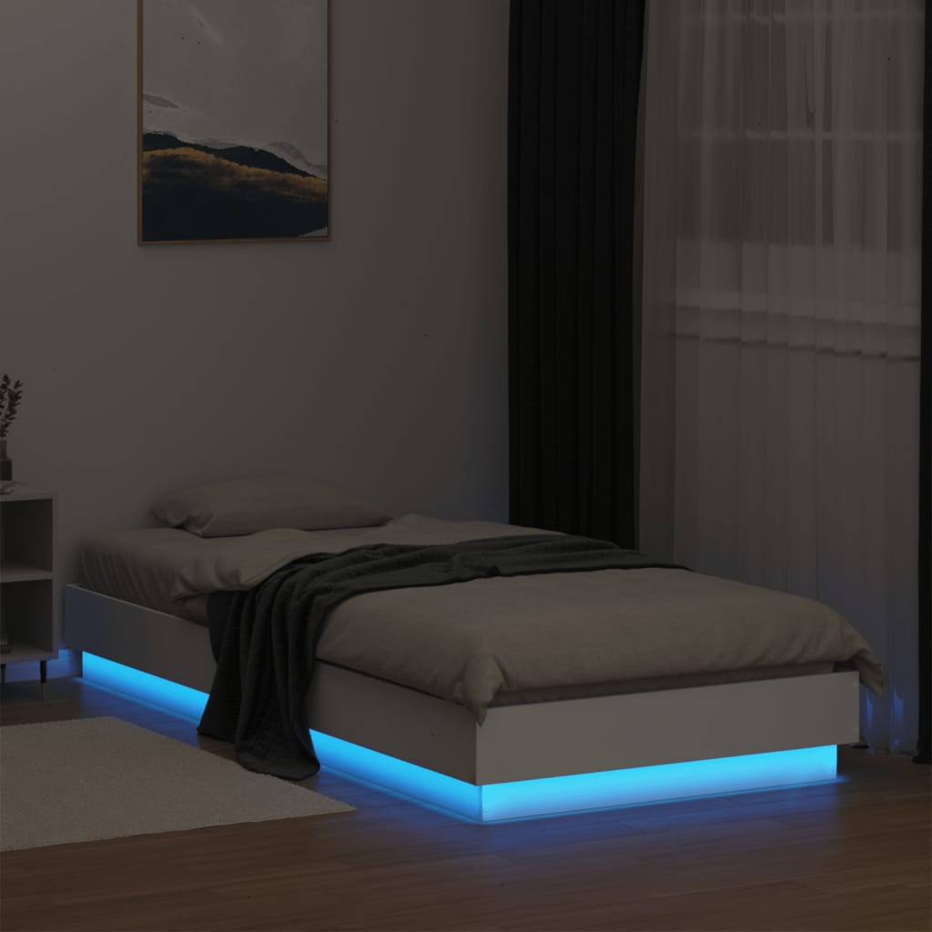 Okvir za krevet s LED svjetlima bijeli 100 x 200 cm