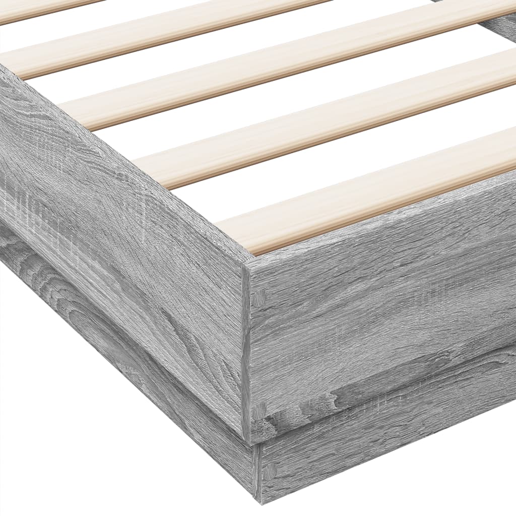 Okvir za krevet s LED svjetlima siva boja hrasta 90 x 200 cm