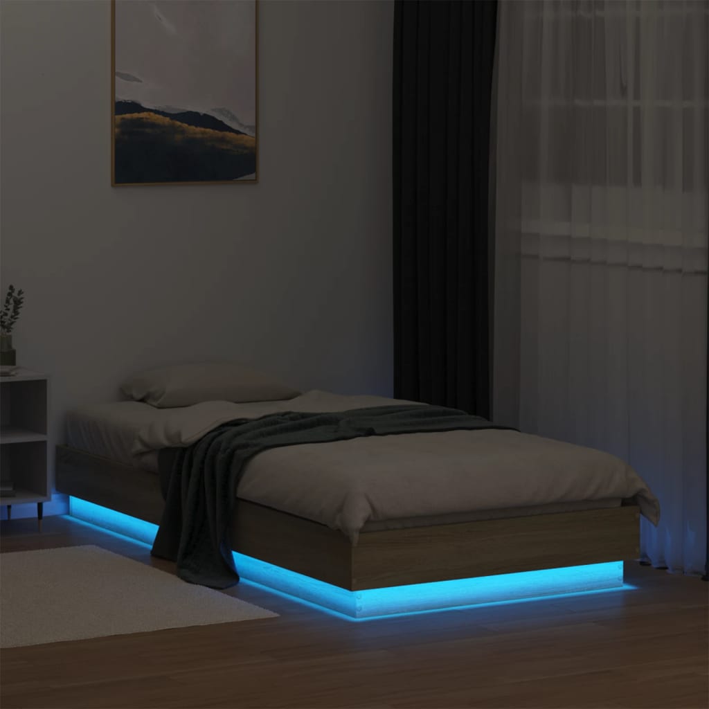Okvir kreveta s LED svjetlima boja hrasta sonome 90 x 190 cm
