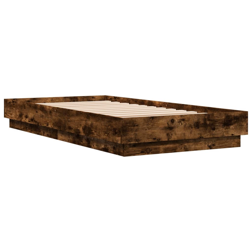 Okvir kreveta s LED svjetlima dimljena boja hrasta 90 x 190 cm