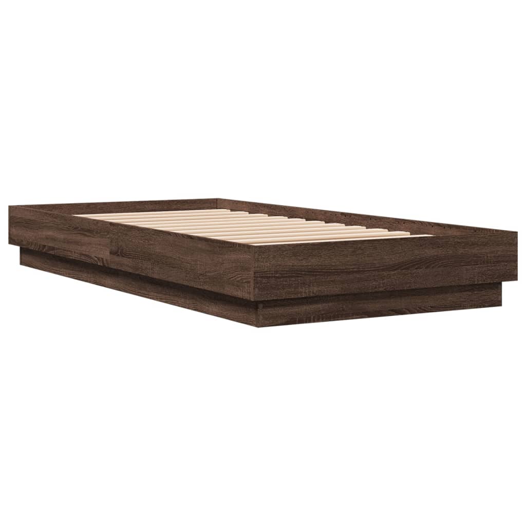 Okvir kreveta s LED svjetlima boja smeđeg hrasta 90 x 190 cm