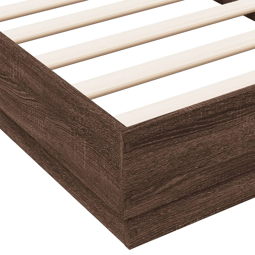 Okvir kreveta s LED svjetlima boja smeđeg hrasta 90 x 190 cm