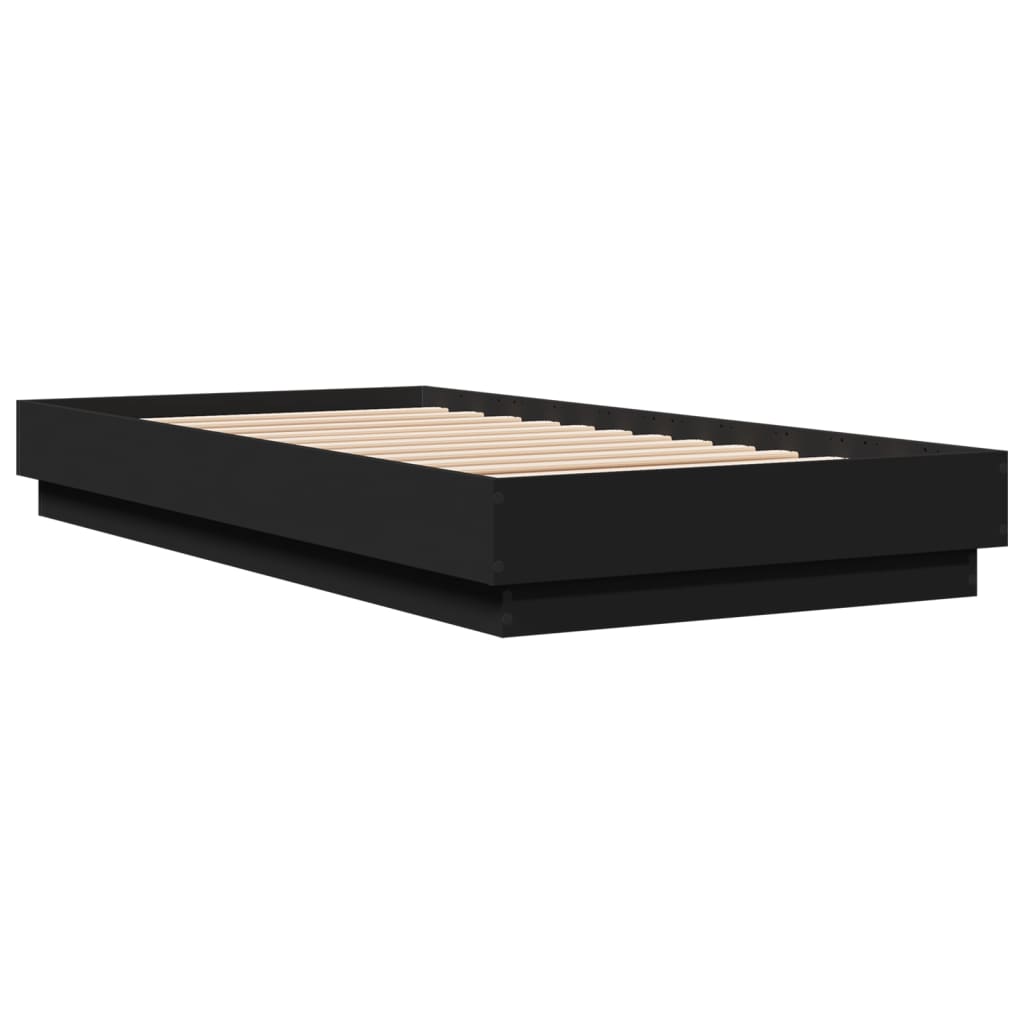 Okvir kreveta s LED svjetlima crni 75 x 190 cm