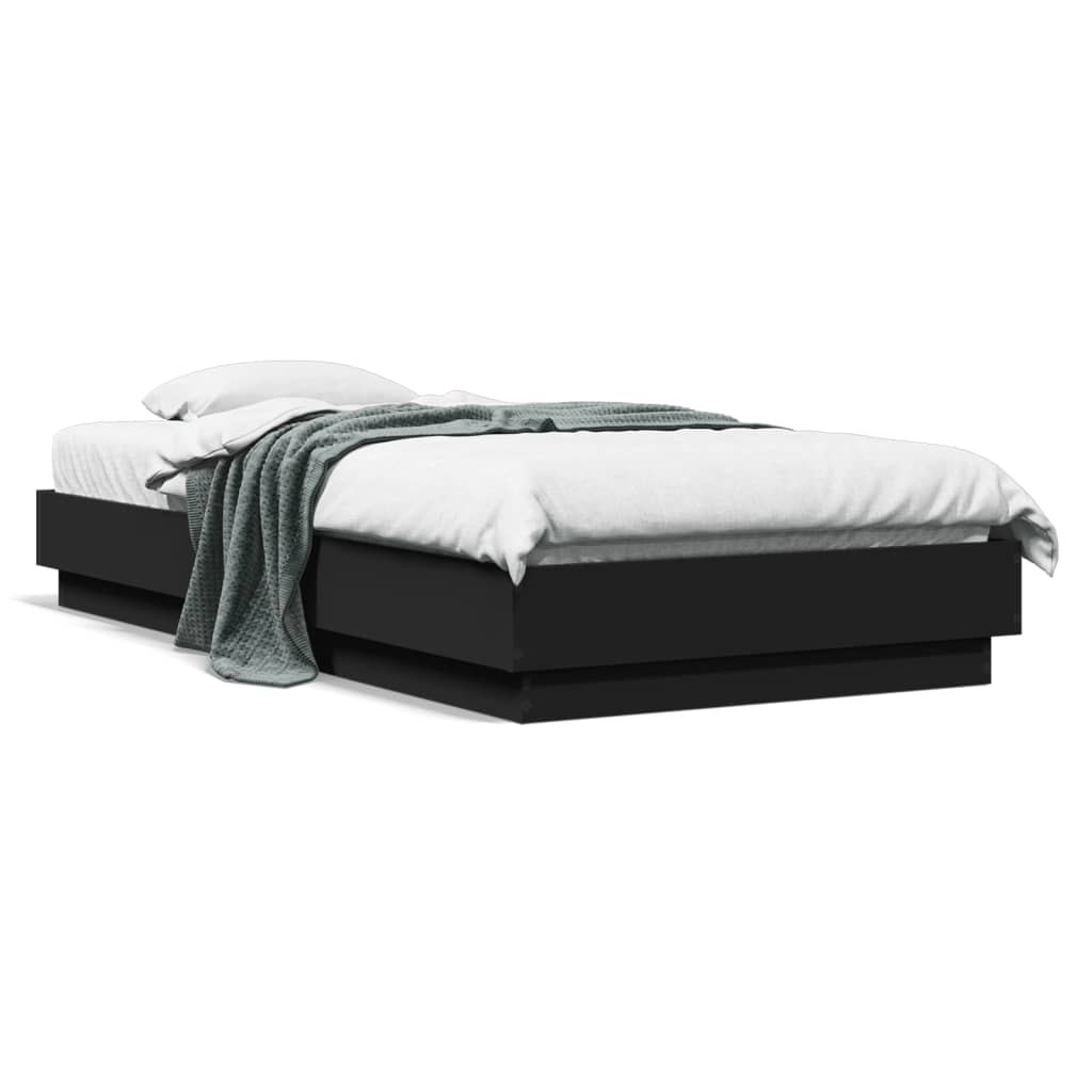 Okvir kreveta s LED svjetlima crni 75 x 190 cm