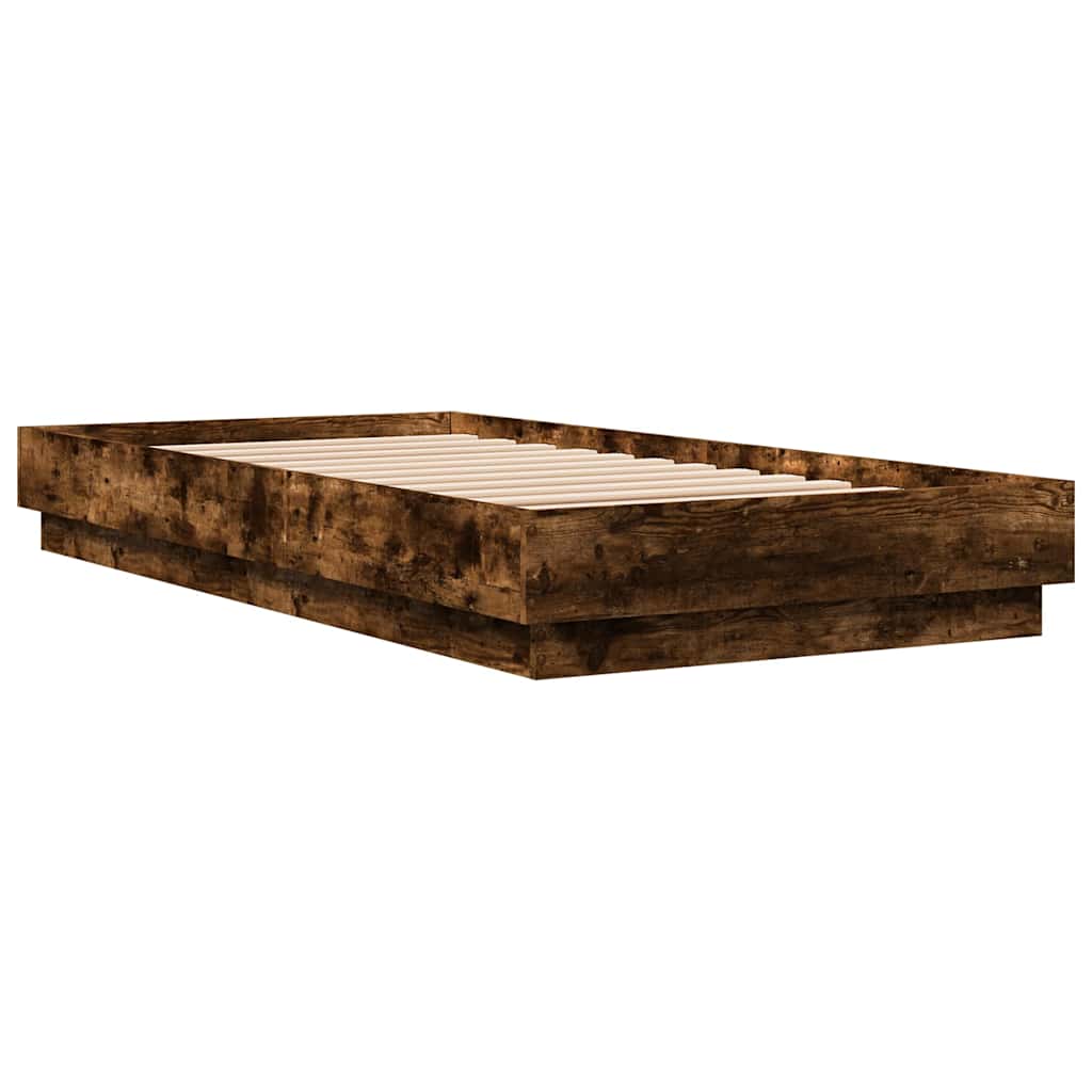 Okvir kreveta s LED svjetlima dimljena boja hrasta 75 x 190 cm