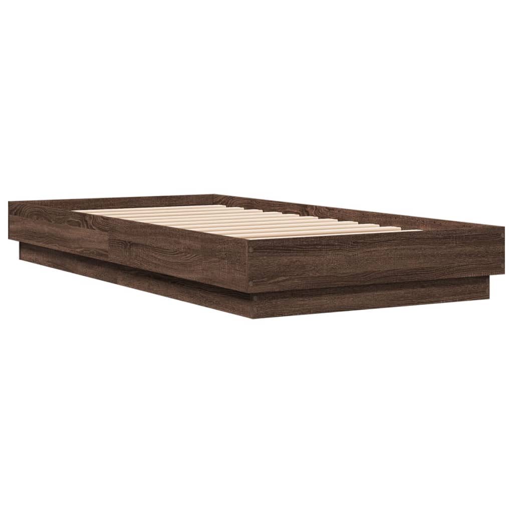 Okvir kreveta s LED svjetlima smeđa boja hrasta 75 x 190 cm