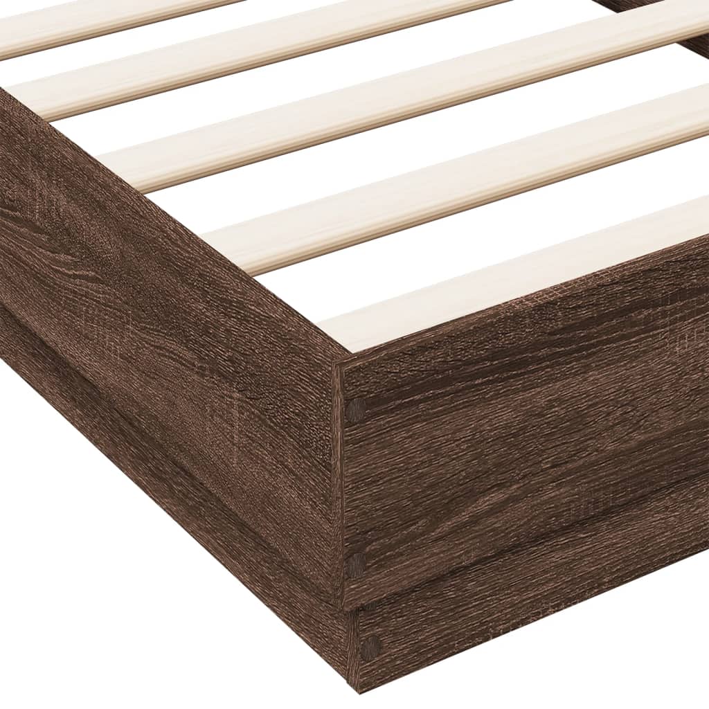 Okvir kreveta s LED svjetlima smeđa boja hrasta 75 x 190 cm