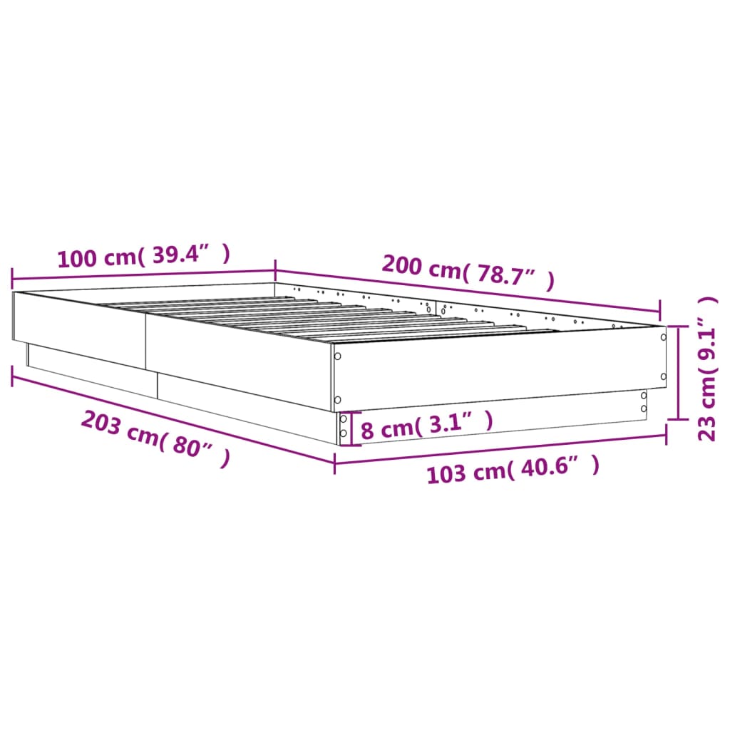 Okvir za krevet bijeli 120 x 200 cm konstruirano drvo