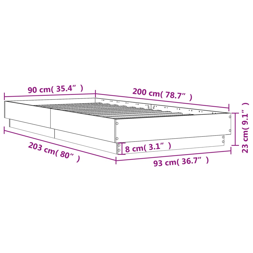 Okvir za krevet bijeli 90x200 cm konstruirano drvo