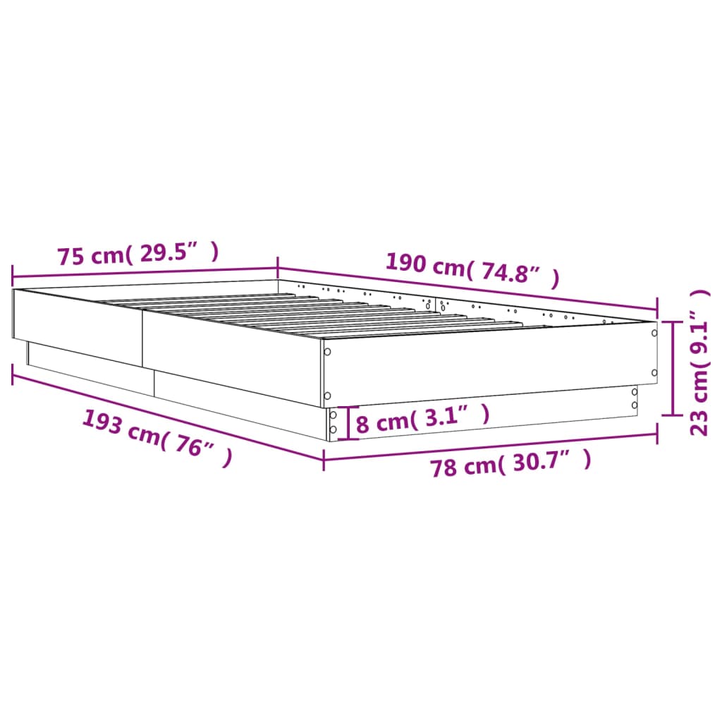 Okvir za krevet bijeli 90x190 cm konstruirano drvo