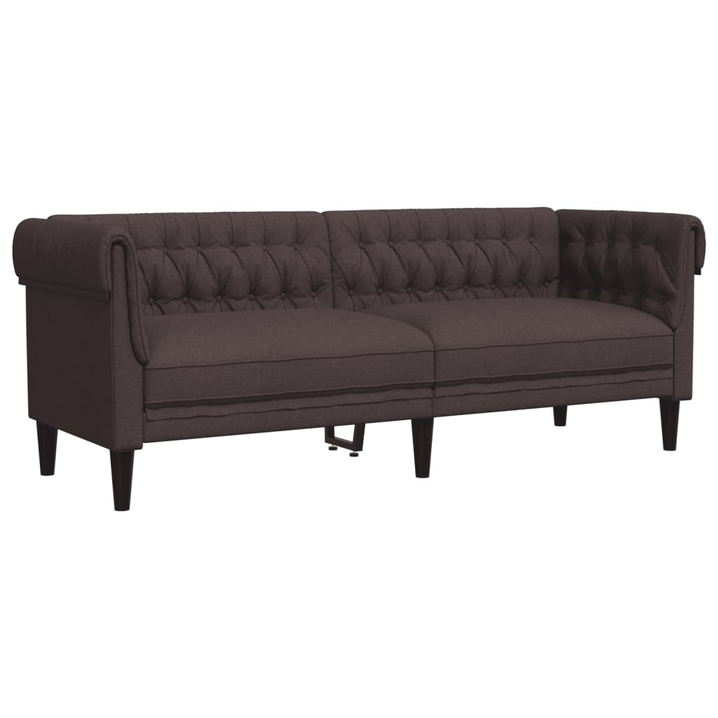 3-dijelni set sofa tamnosmeđi od tkanine