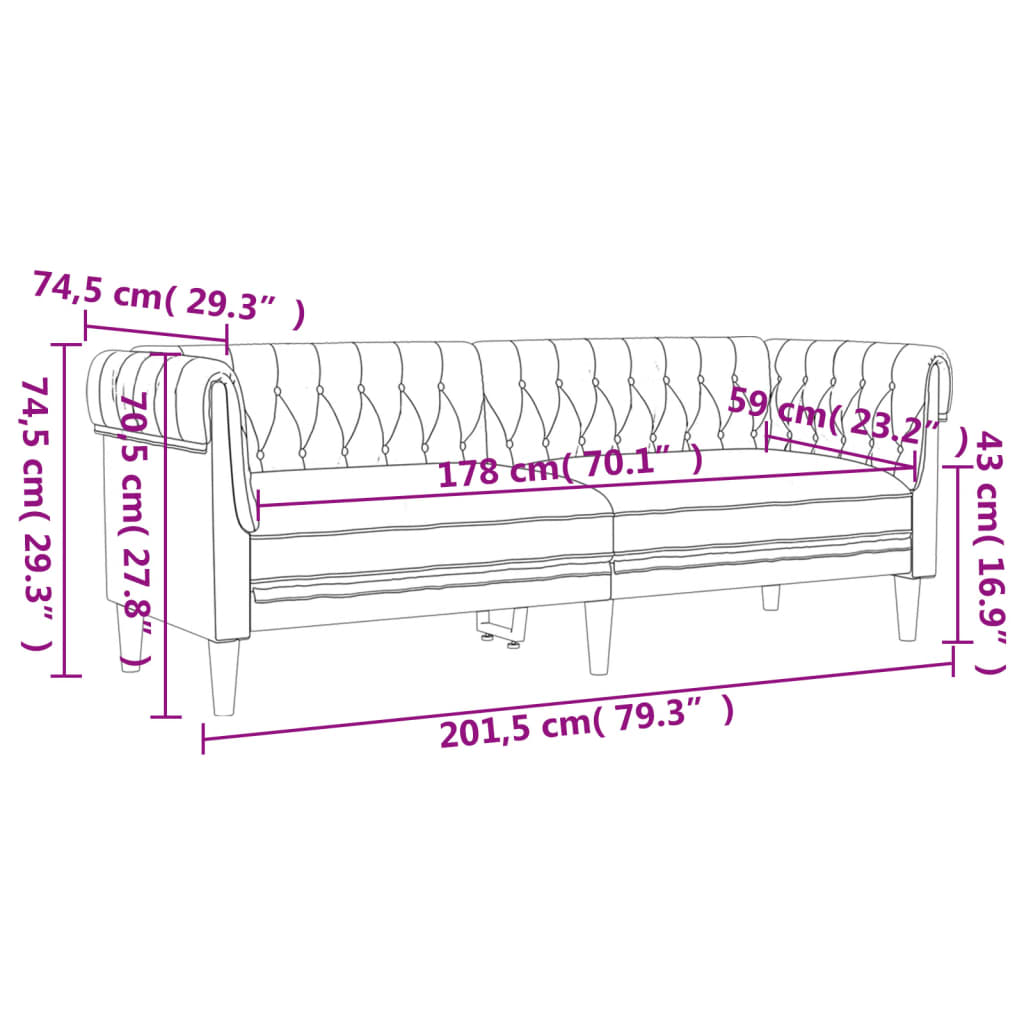 2-dijelni set sofa smeđesivi od tkanine