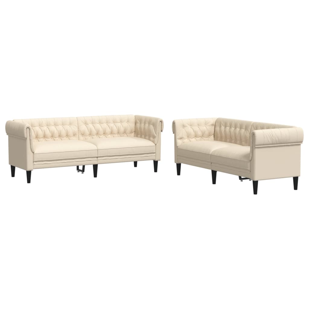 2-dijelni set sofa krem od tkanine