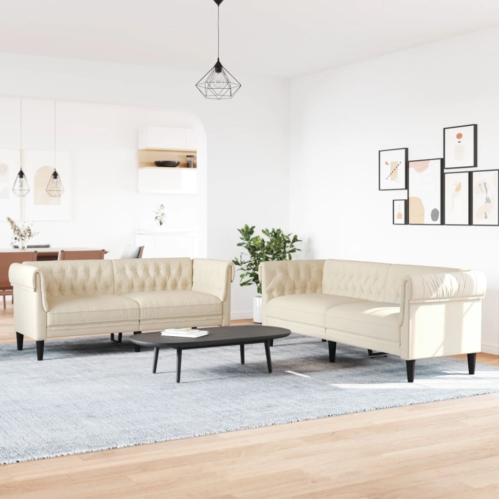 2-dijelni set sofa krem od tkanine