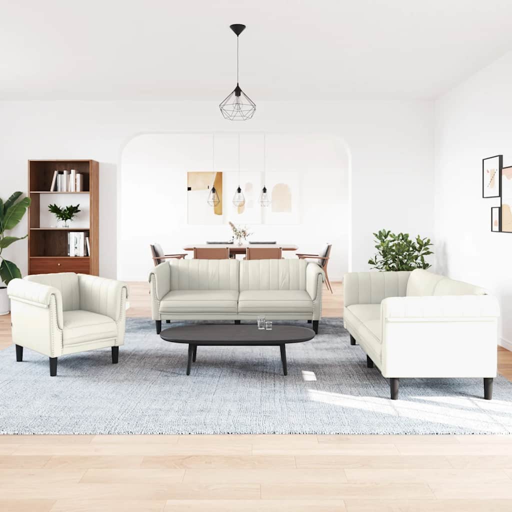 3-dijelni set sofa krem baršunasti