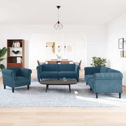 3-dijelni set sofa plavi baršunasti