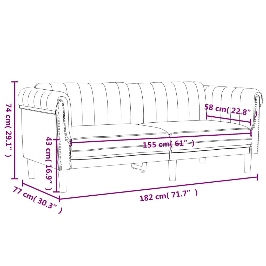 2-dijelni set sofa crni baršunasti