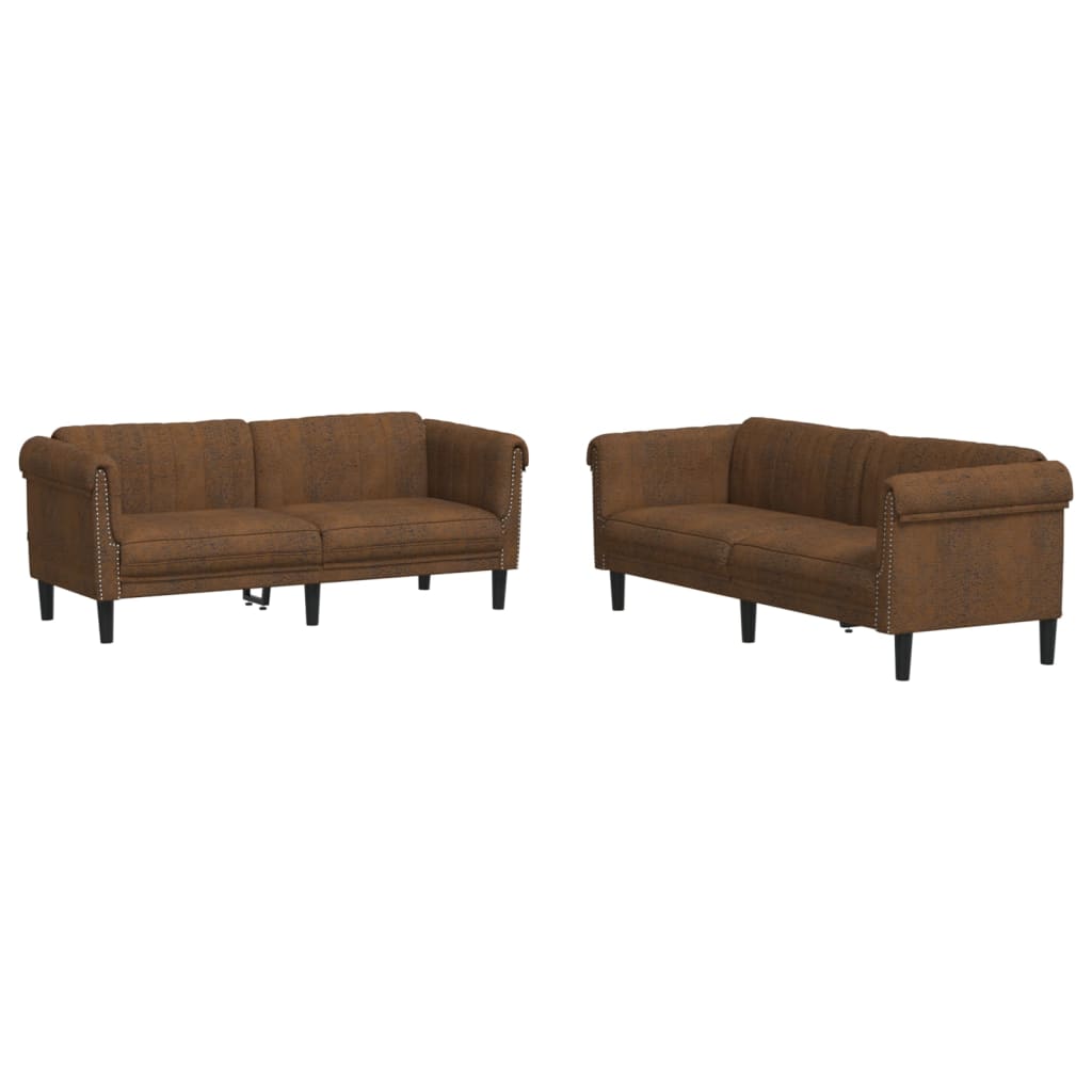 2-dijelni set sofa smeđi baršunasti