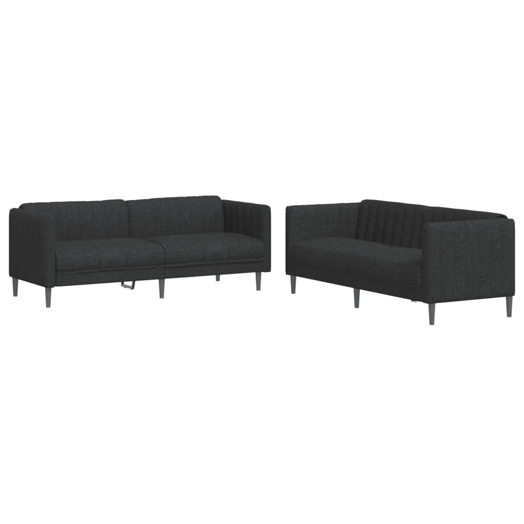 2-dijelni set sofa crni od tkanine
