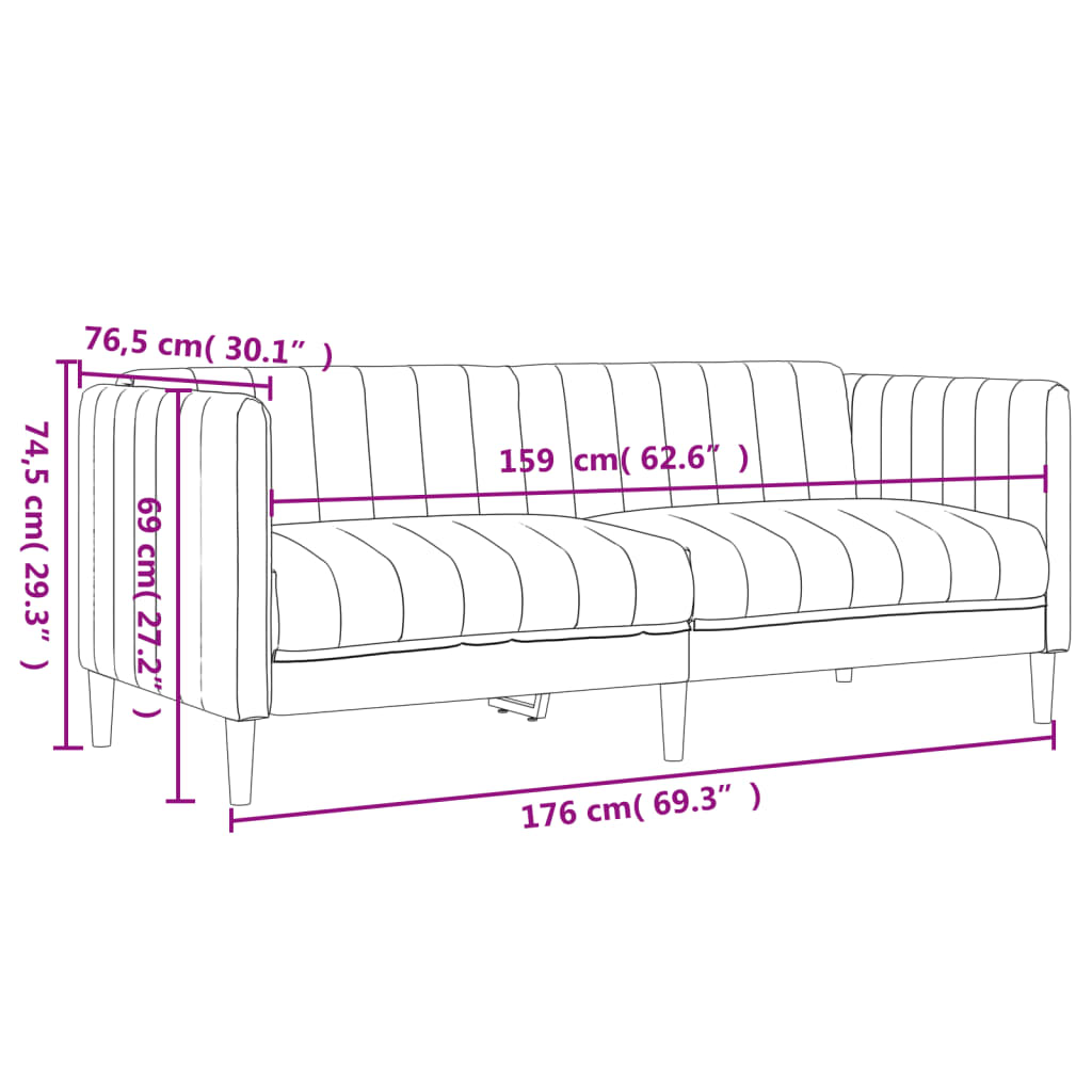 2-dijelni set sofa tamnosmeđi od tkanine