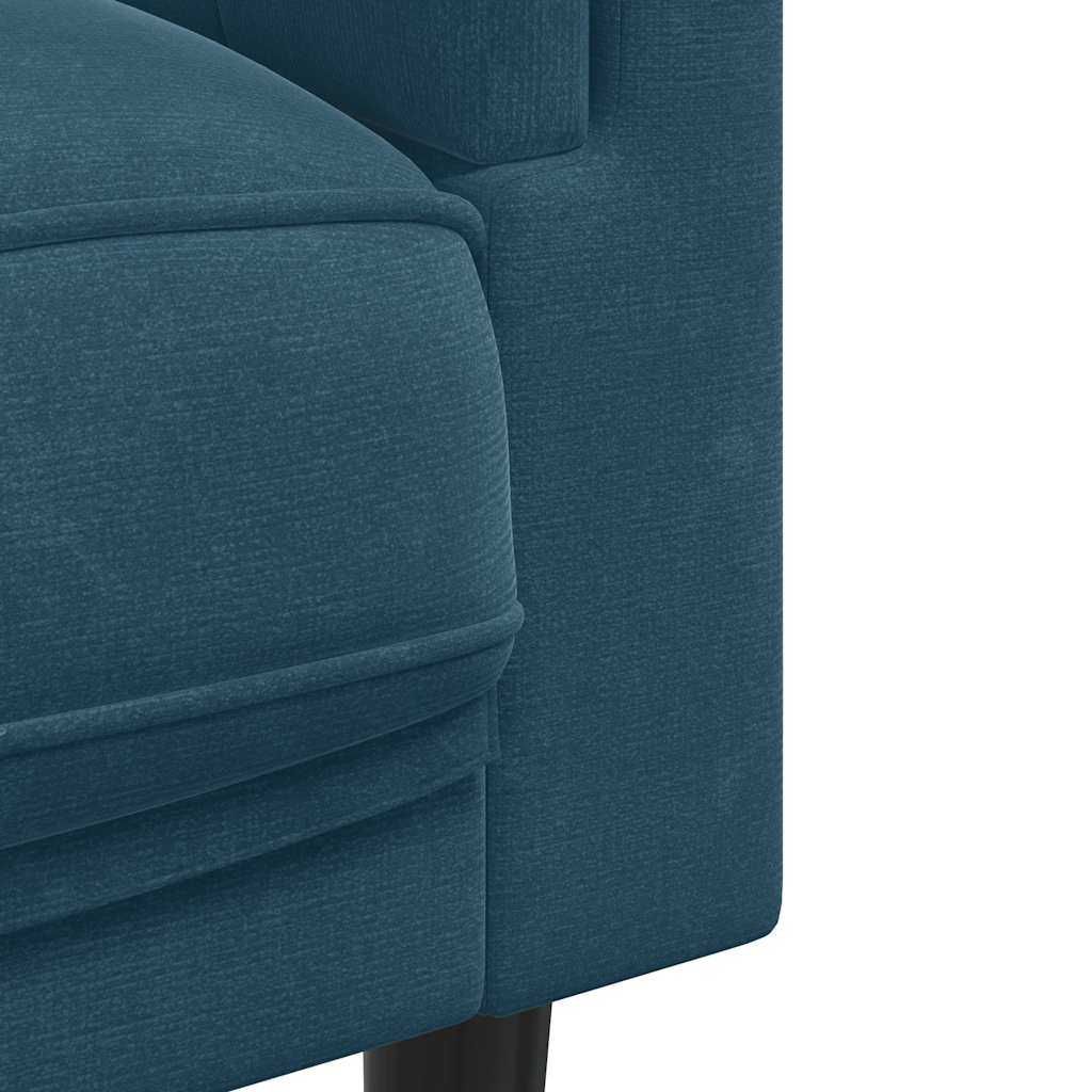 3-dijelni set sofa s jastucima plavi baršunasti