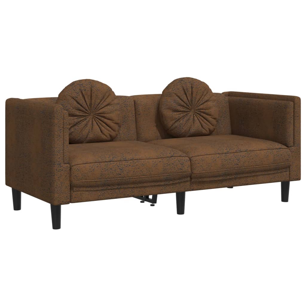 3-dijelni set sofa s jastucima smeđi baršunasti