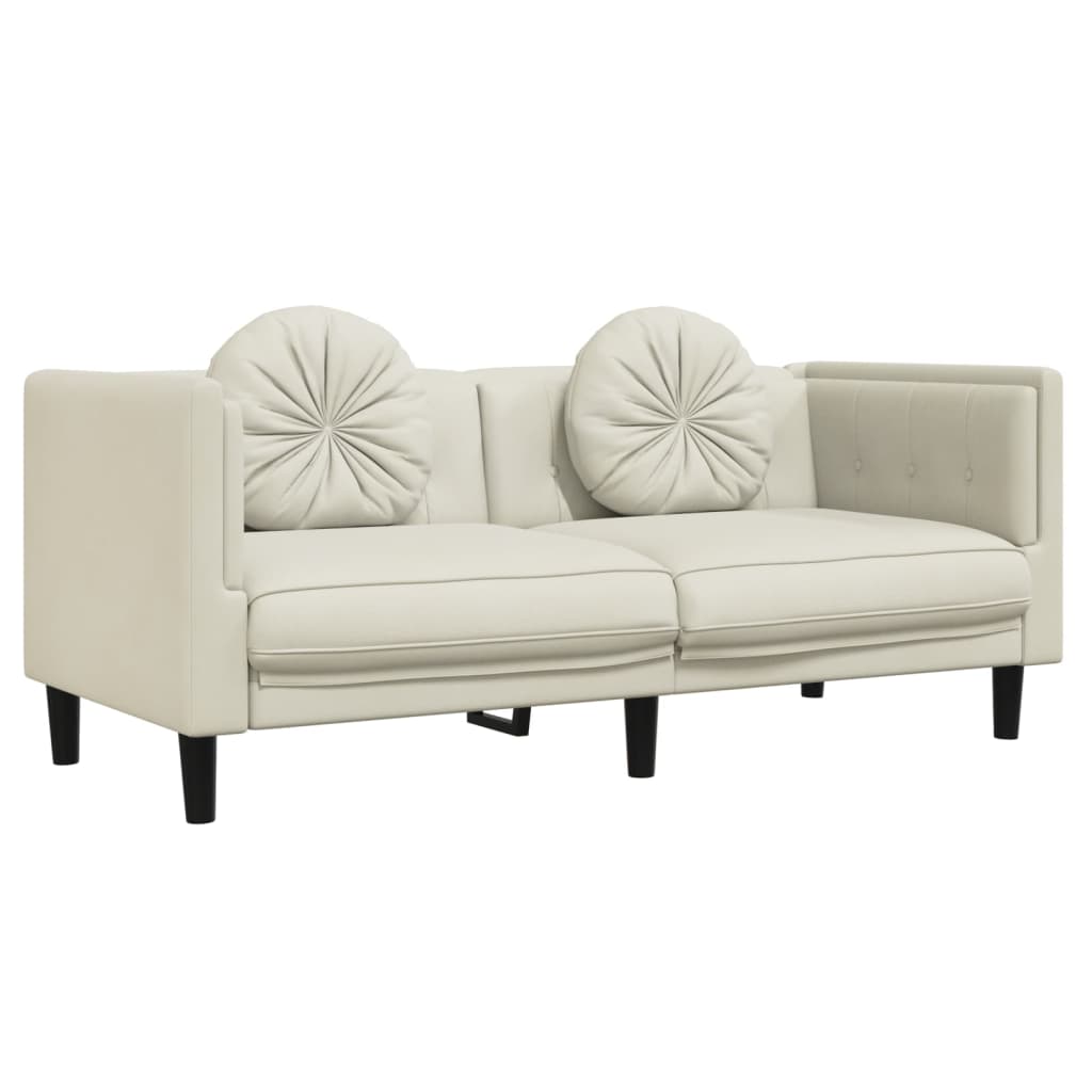 2-dijelni set sofa s jastucima krem baršunasti