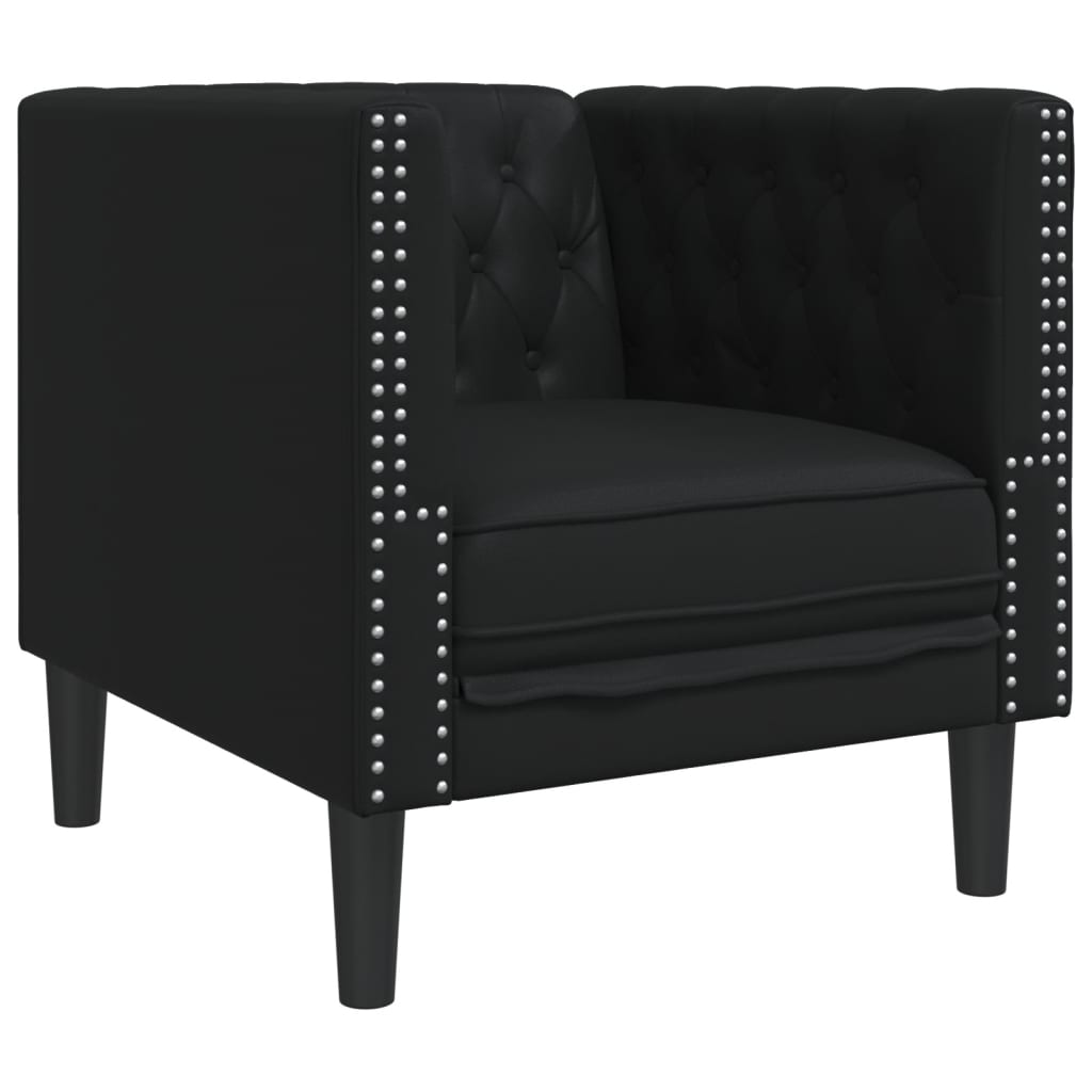 3-dijelna sofa Chesterfield crna umjetna koža