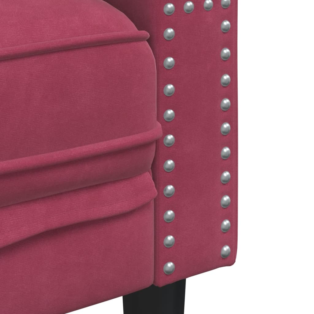 2-dijelni set sofa Chesterfield crvena boja vina baršunasti
