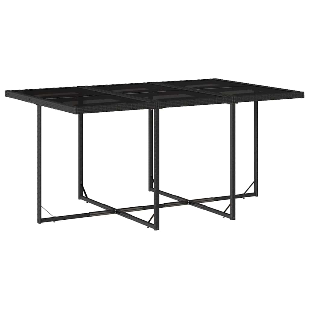 7-dijelni vrtni blagovaonski set s jastucima crni od poliratana Crna Dužina stola 190 cm