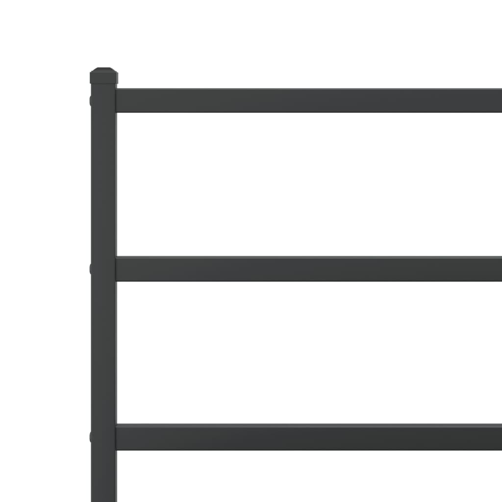 Metalni okvir za krevet s uzglavljem crni 75x190 cm