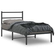 Metalni okvir za krevet s uzglavljem crni 90x190 cm
