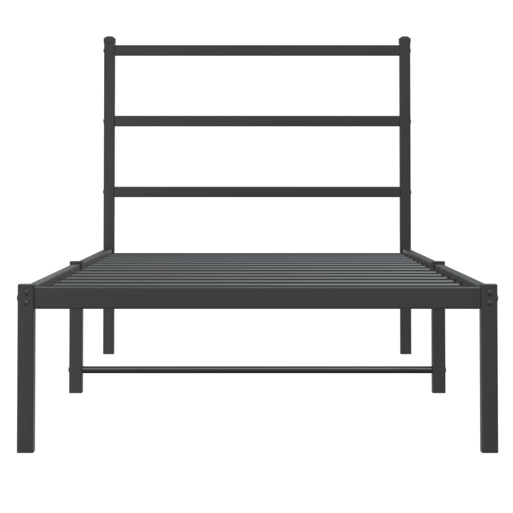 Metalni okvir za krevet s uzglavljem crni 90x200 cm