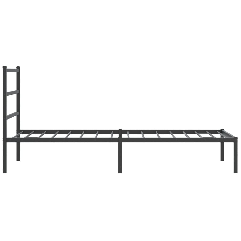 Metalni okvir za krevet s uzglavljem crni 107x203 cm