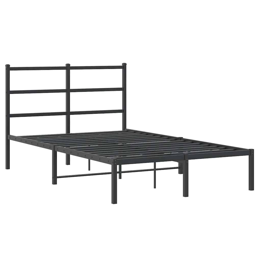 Metalni okvir za krevet s uzglavljem crni 120x190 cm