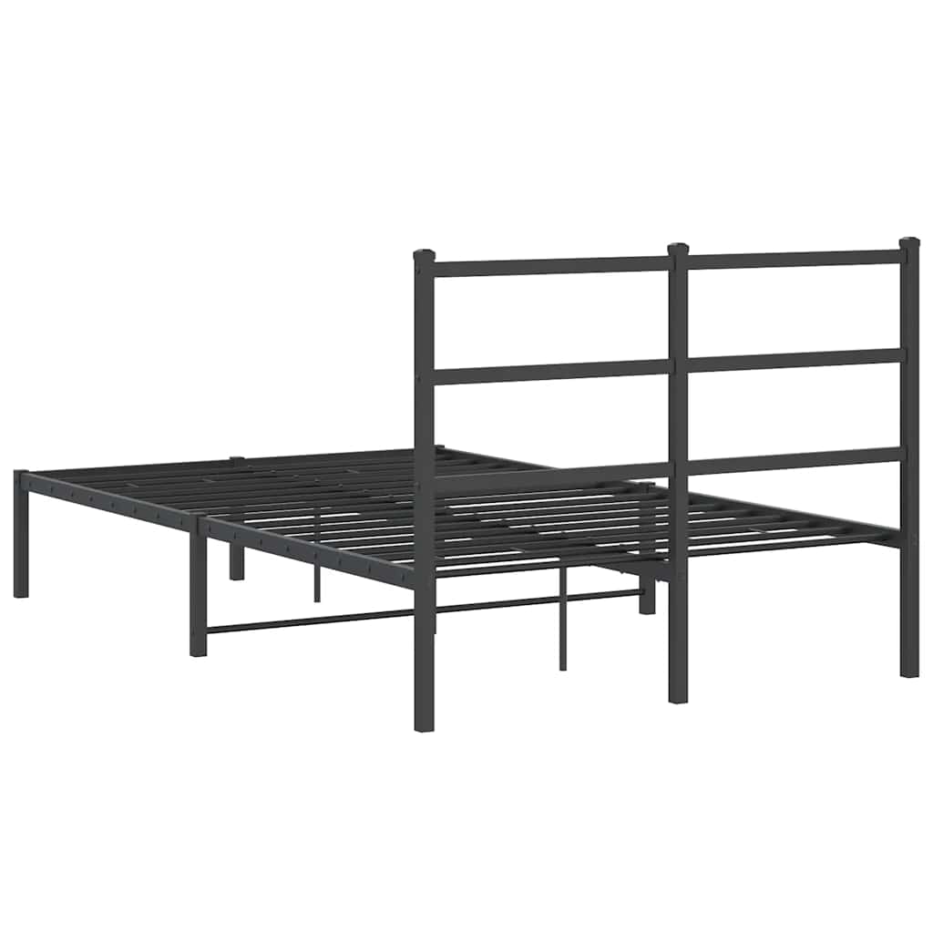 Metalni okvir za krevet s uzglavljem crni 120x190 cm