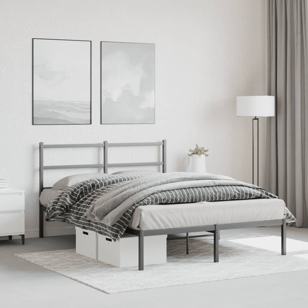 Metalni okvir za krevet s uzglavljem crni 135x190 cm
