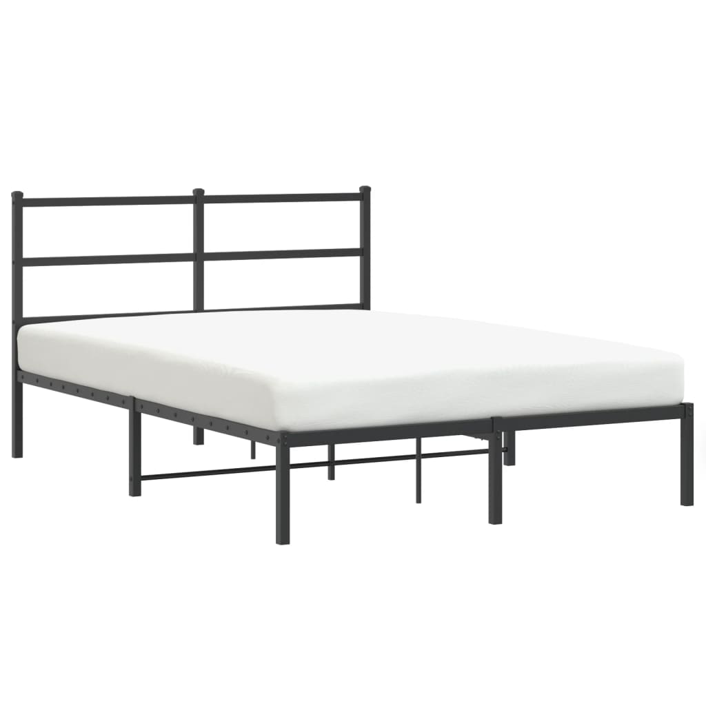 Metalni okvir za krevet s uzglavljem crni 140x190 cm