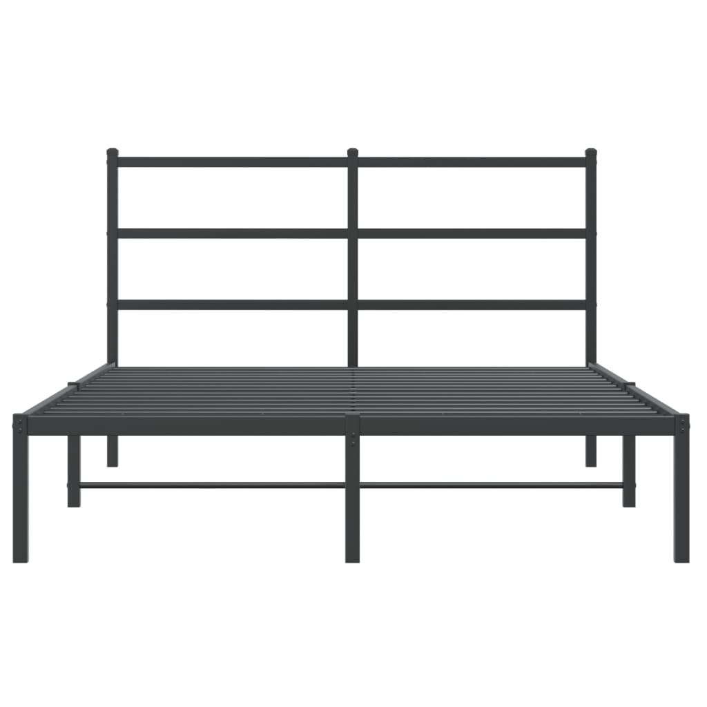 Metalni okvir za krevet s uzglavljem crni 140x190 cm