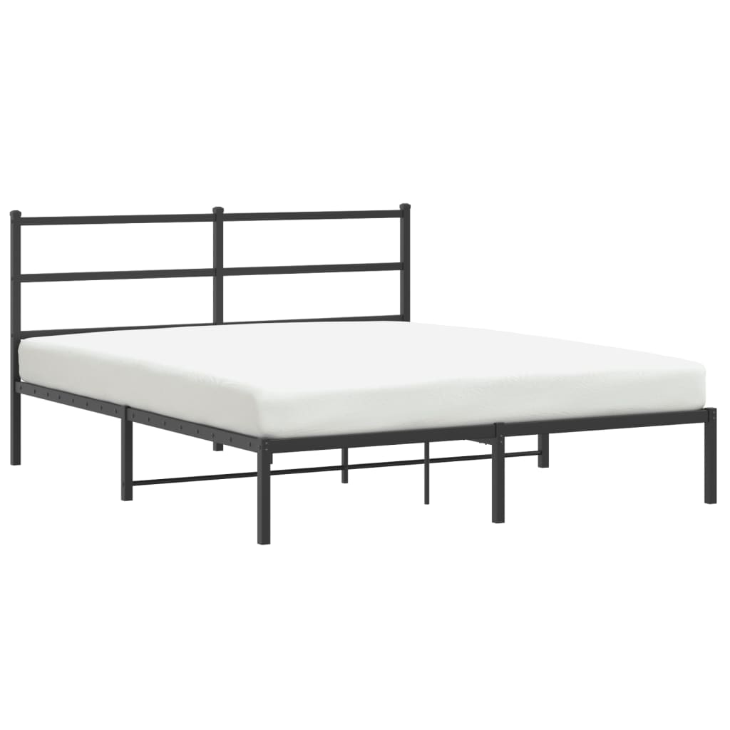 Metalni okvir za krevet s uzglavljem crni 150x200 cm